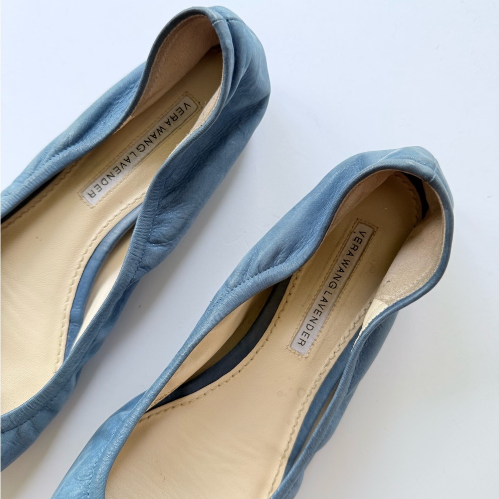 Vera Wang Lavendar Label Leather Ballet Flats in Blue Shimmer Size 8 - Picture 4 of 16